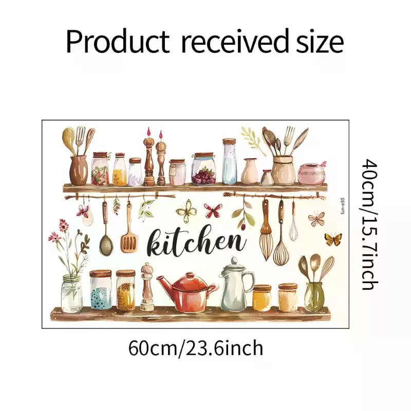 1PC Painted Kitchenware Glass Jar Kitchen Dining Room Home Beautification Decoration Wall Sticker PVC Material