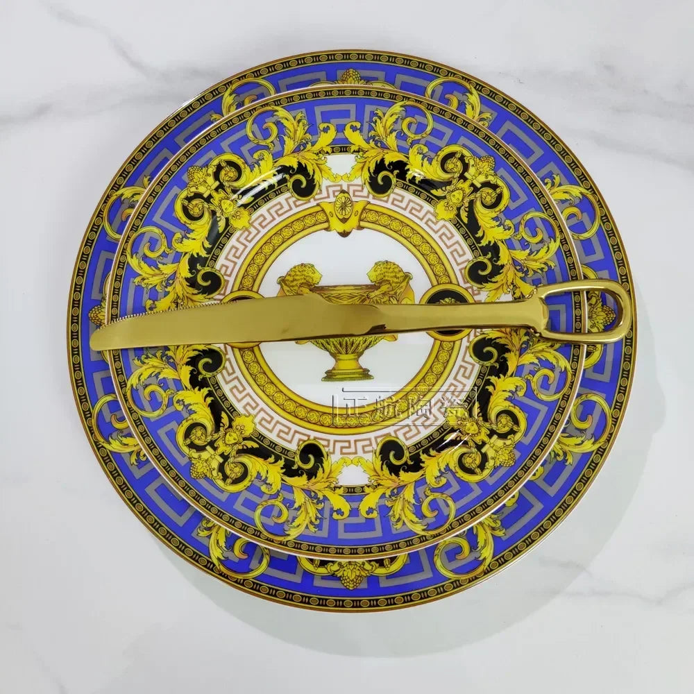 Vintage Ceramic Dinner Plate 8 Inch 10 Inch Creative Bone China Western Steak Dessert Salah Plate Kitchen Party Gift Box Set
