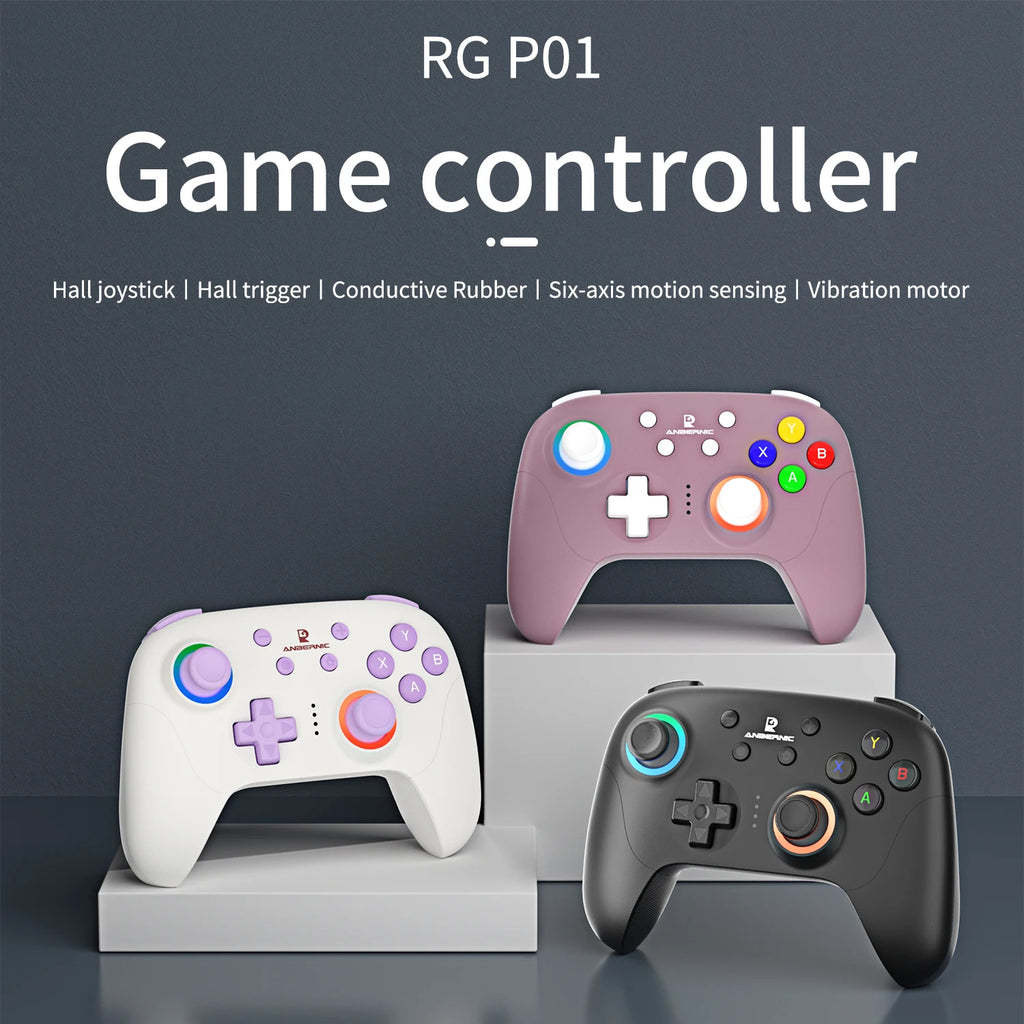 ANBERNIC RG P01 Retro Games Controller Wired/Wireless Bluetooth RGB Hall Effect Joystick XBOX Gamepad for PC Android IOS Steam