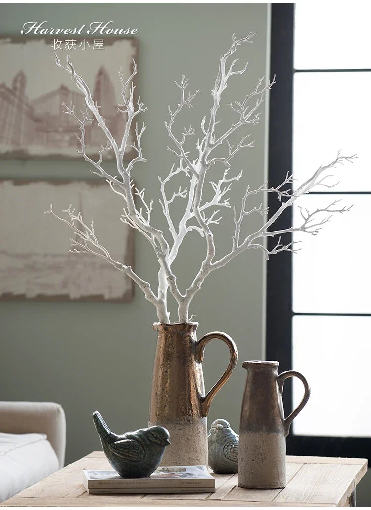 Vintage Distressed Coarse Pottery Vase Handmade Flower Arrangement Ornament for Living Room Bedroom - Unique Flower Vessel