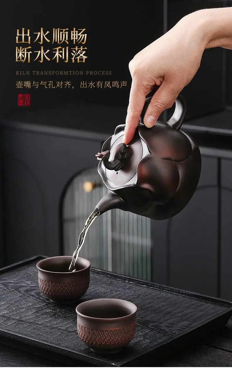 Pottery pot all handmade along the way you pot home Chinese large capacity teapot retro large tea set