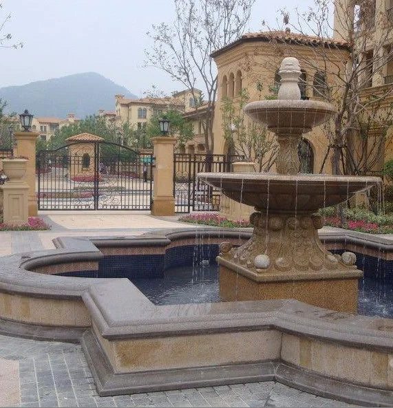 Outdoor Modern European Design Water Fountain Hand Carved Travertine Statue for Villas Hotels Garden Products