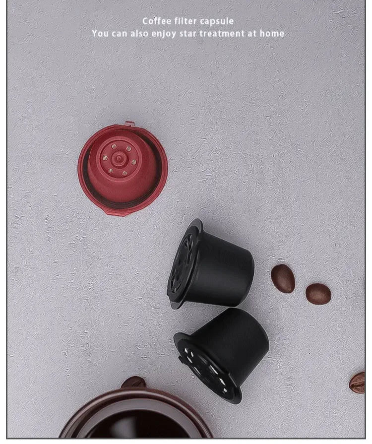 6PCS Refillable Reusable Nespresso Coffee Capsule Reutilisable Nespresso Pods with a Spoon a Brush
