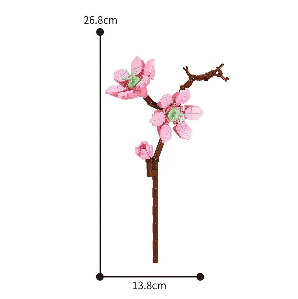 Creativity Potted Plants Bouquet Rose Lily Flower Home Desk Plant Decoration Assemble Building Blocks Bricks Toys Girls Gift