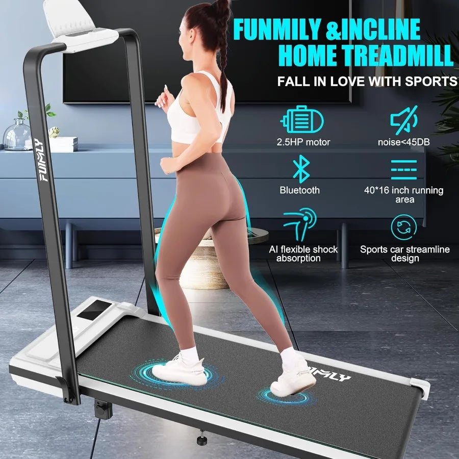 Folding Treadmill with Incline 4in1 Foldable Walking Pad with Handle Bar for Under Desk Use in Home Office Walking Pad with 300