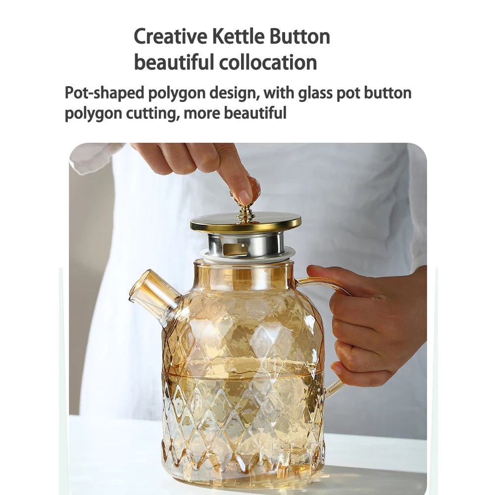Borosilicate Glass Teapot Stovetop Safe,1000ml/1800ml Tea pot, for Loose Leaf Teas Fruit Teas Fragrant Tea