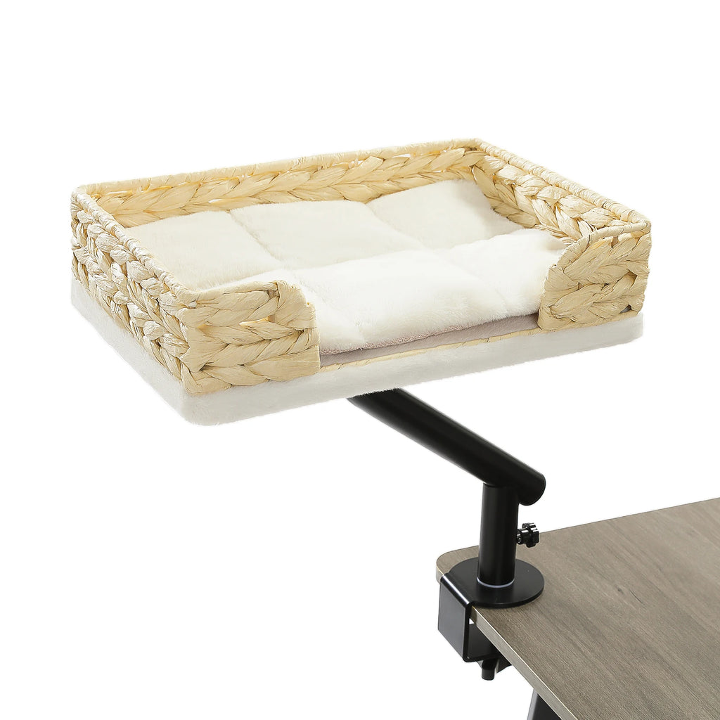 Cat Desk Bed, 360° Rotatable Cat Bed Stand for Indoor Cats, Adjustable Cat Basket, Cats Hammock for Table, Soft Cat Bed for Desk