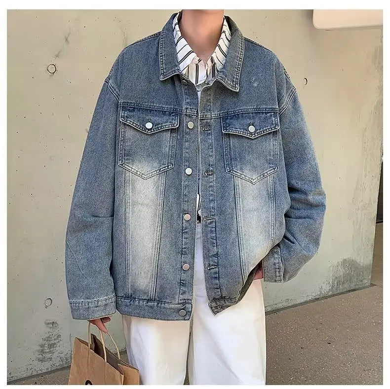 Denim Jackets for Men Baggy Vintage Personality Safari Style Trendy Urban Street Style Handsome Pockets Outwear American  Hombre