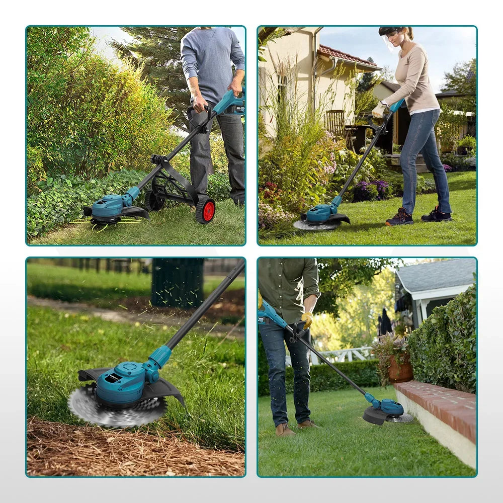 YOFIDRA 10Inch 6000W Brushless Electric Lawn Mower 58000RPM Garden Foldable Grass Trimmer Garden Tool For Makita 18V Battery Pin