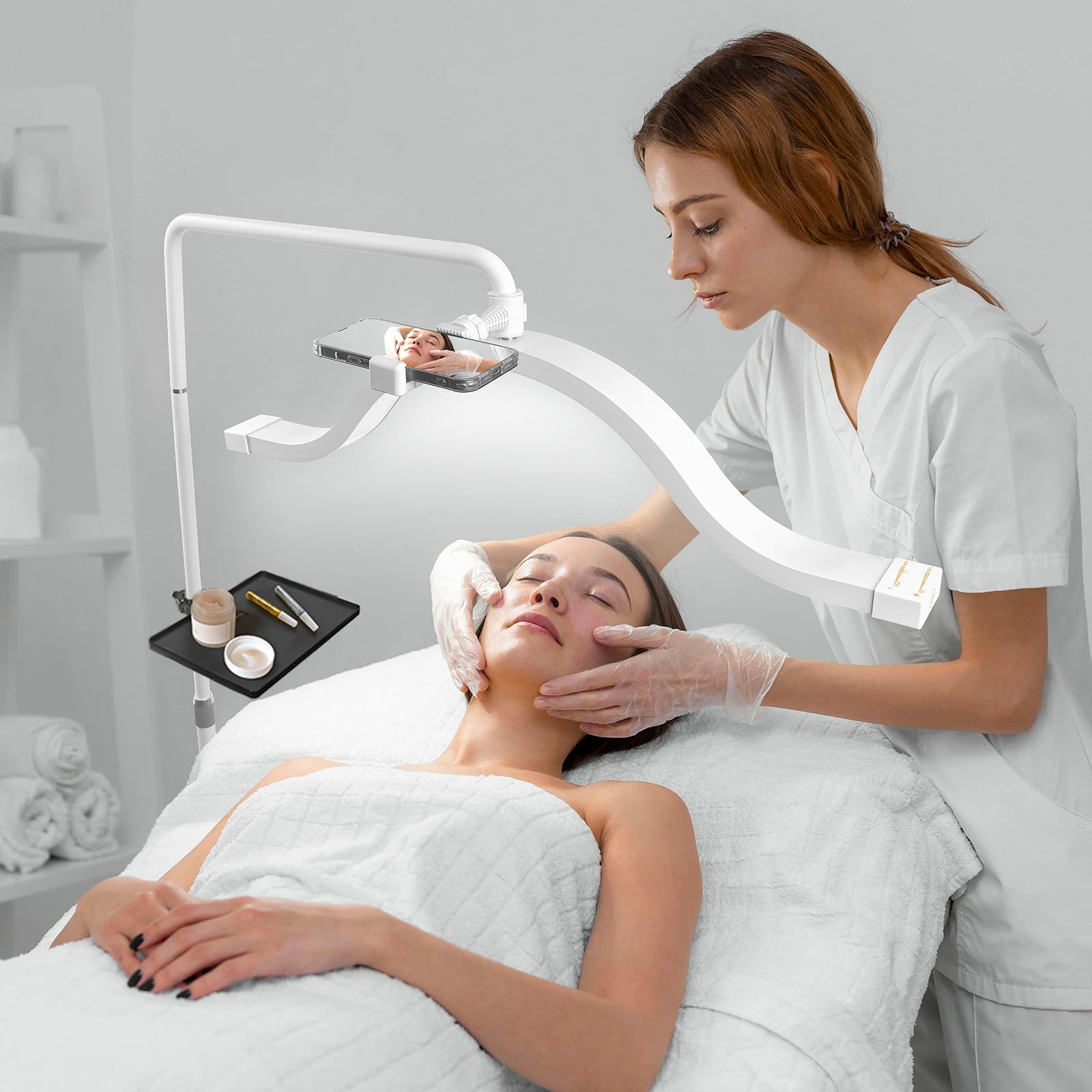 Oversea Warehouse Fast Delivery Floor LED Video Light Half-moon Shaped High Quality Fill Light For Beauty Salon Makeup