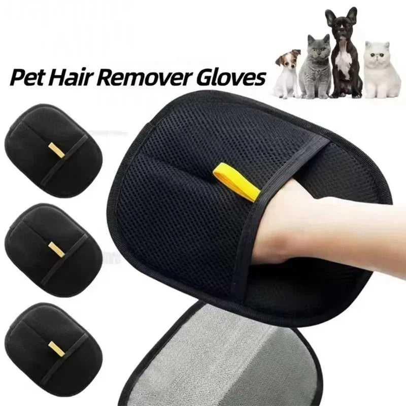 2-Pack Reusable Lint Remover Brushes & Static Electricity Glove for Pet Hair Removal on Furniture, Clothing.