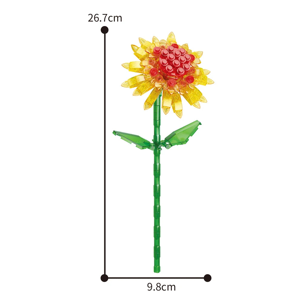 Creativity Potted Plants Bouquet Rose Lily Flower Home Desk Plant Decoration Assemble Building Blocks Bricks Toys Girls Gift