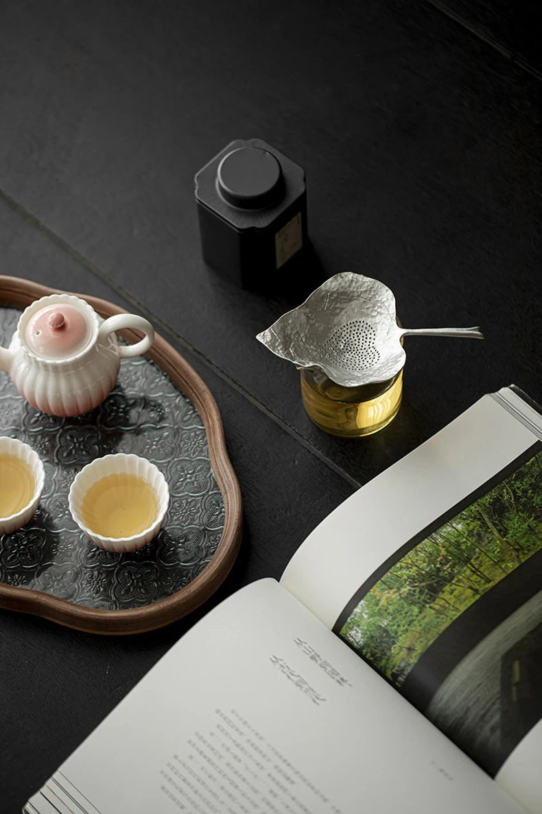 Silver Tea Leak Bodhi Leaves Pure Tin Material Creative Tea Filters Fair Cup Creative Leaves Tea Leak Teas Ceremony Accessories