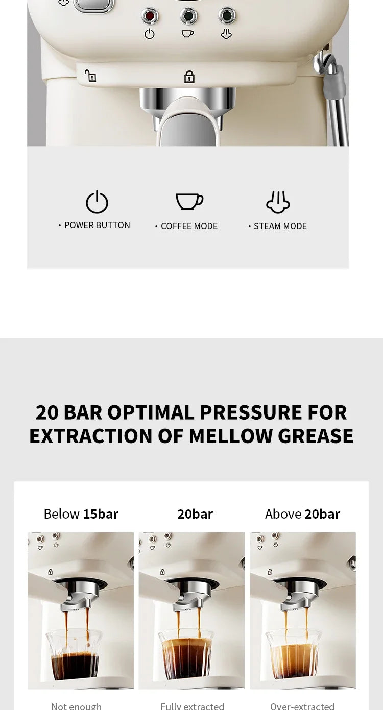 220V Italian Espresso Coffee Machine Stainless Steel Coffee Maker Semi-automatic Commercial Milk Frother Espresso Machine Office