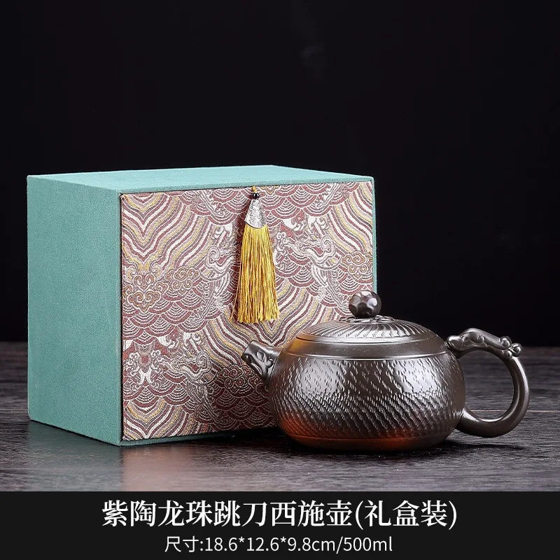 Household Xishi Pot Purple Pottery Pot Kung Fu Tea Set Large-capacity Purple Clay Pot Handmade Jumping Knife Craft
