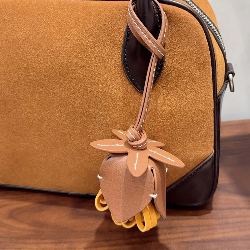 Bag Charm Flower Ball Pendant Luxury Fashion PU Leather Flower Car Pendant Decoration Bag Accessories