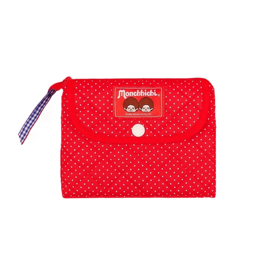 Cute Cartoon Monchhichi, Compact Storage of Sundries, Change, Card Holder, Three-piece Travel Portable Toiletry Bag Gift