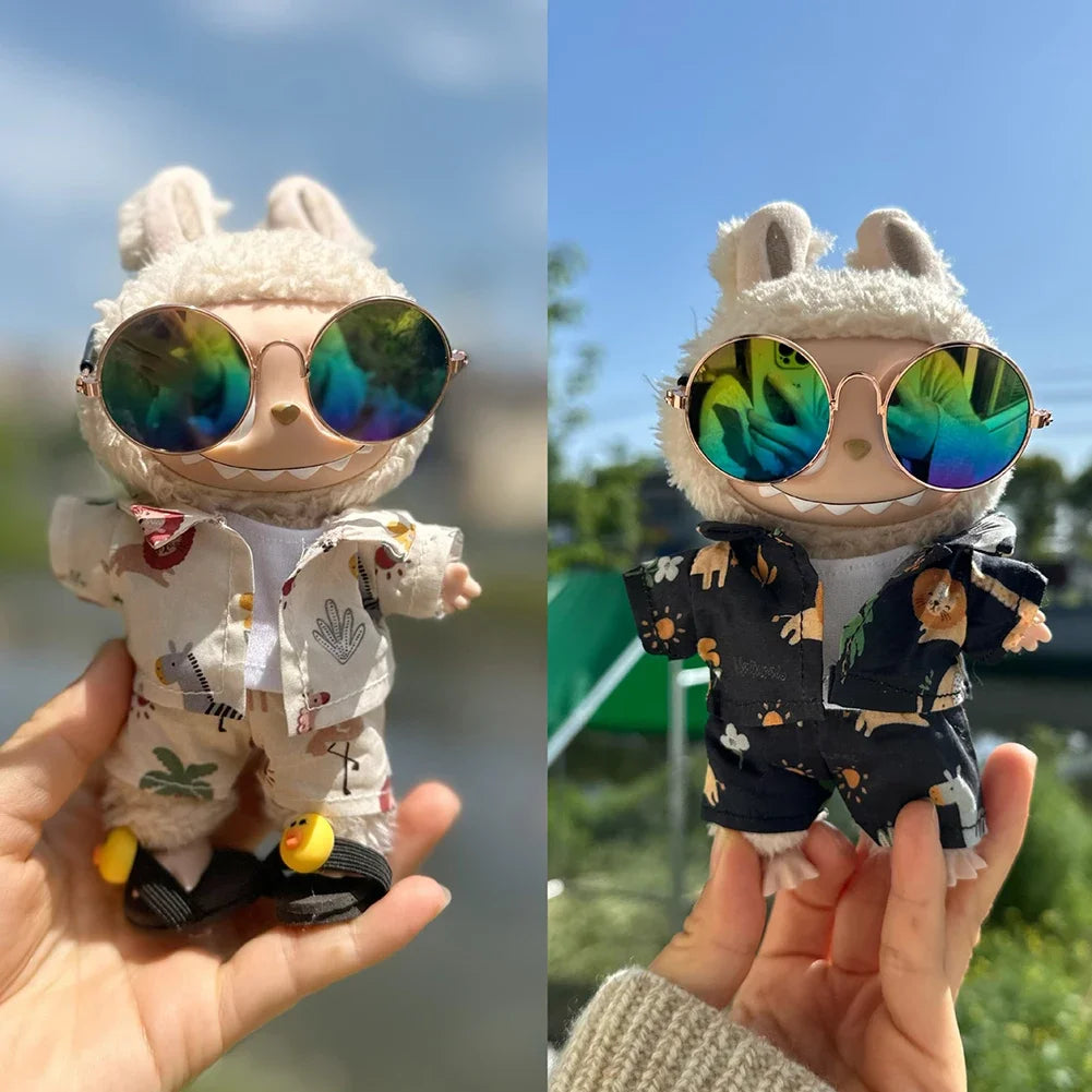 For 17cm Labubu Doll Clothes Beachwear Fashion Clothes With Sunglasses Labubu Clothes Ropa Labubu