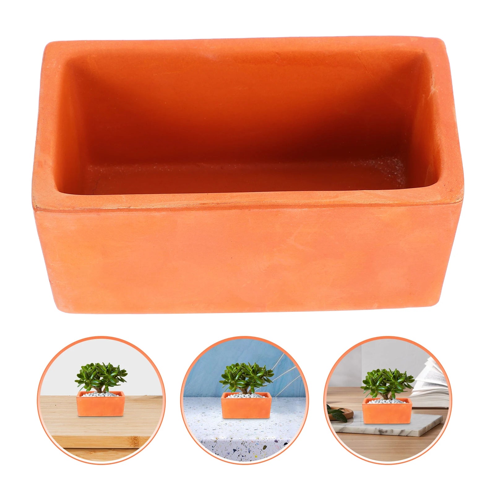 Rectangular Terracotta Flower Pot 12cm Clay Planter With Drainage Hole Pottery Container For DIY Garden Plants Indoor Windowsill