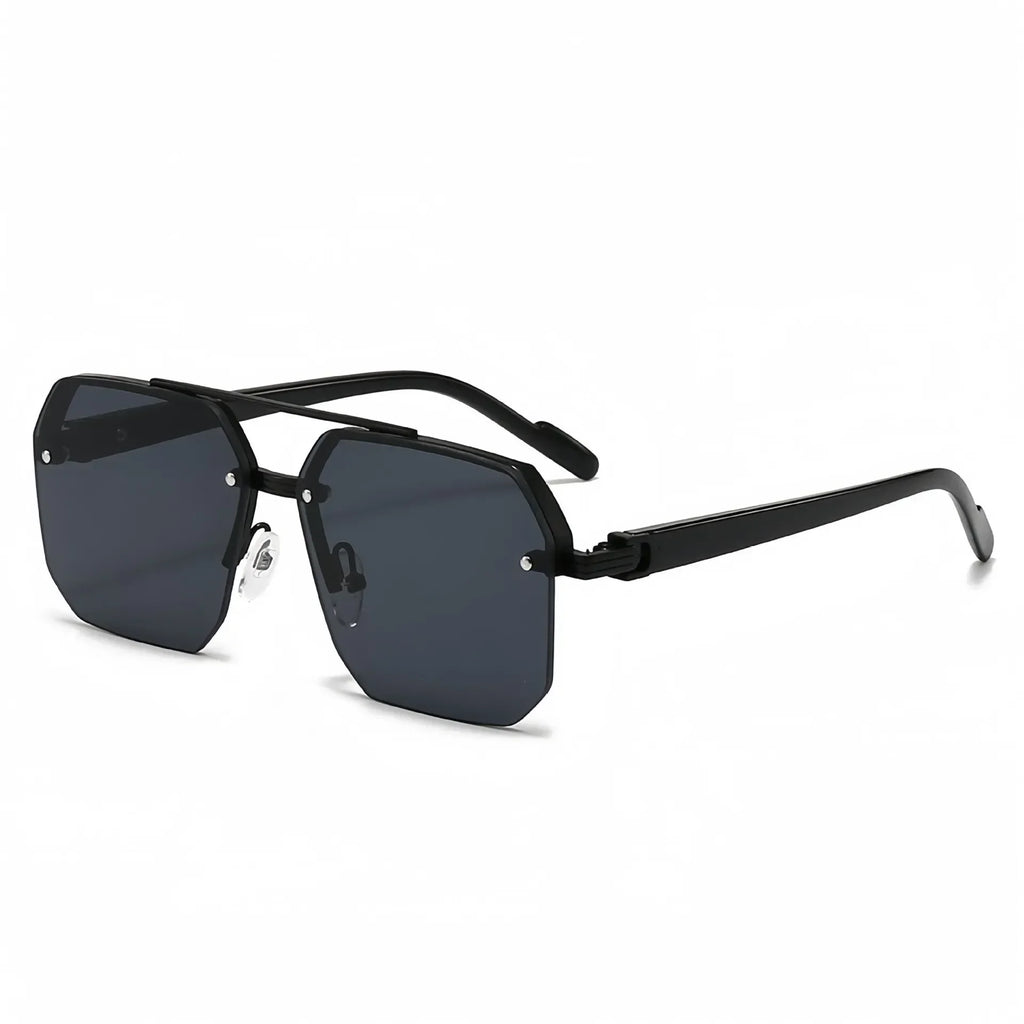 Oversized Double Bridge Sunglasses Frameless Rimless Men's Shades Square Frame UV Protection Street Shooting Eyewear