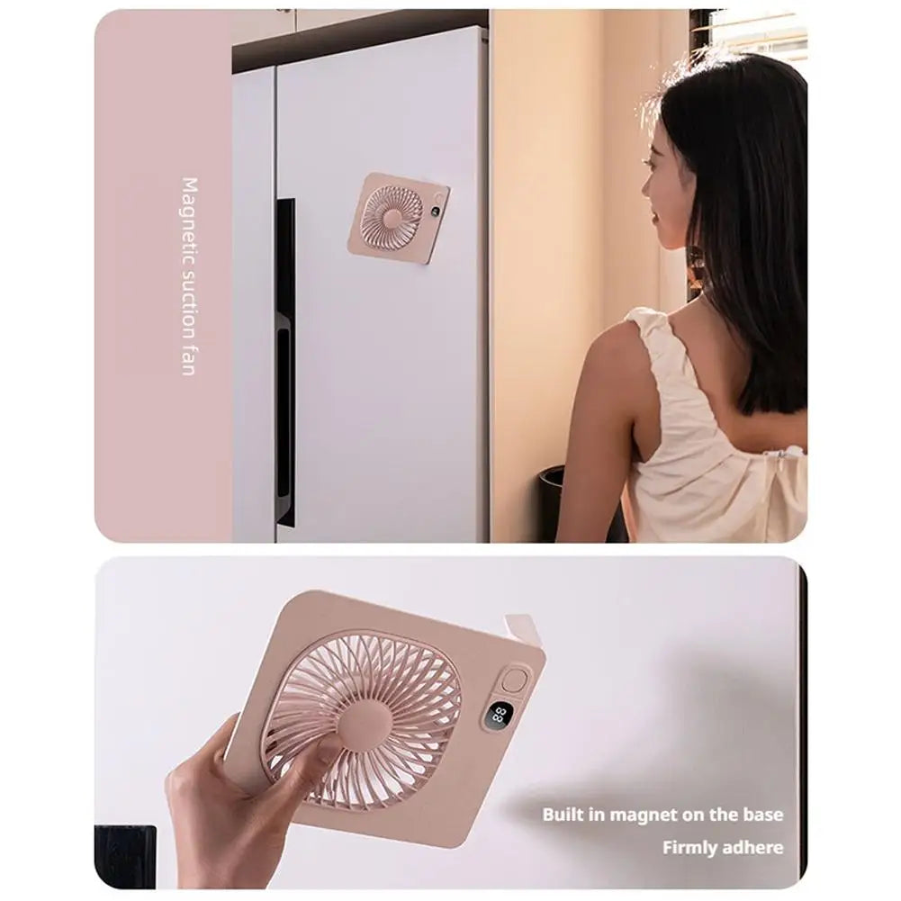 Portable Mini Desk Fan Table Power Display Ultra Quiet Hang Fan For Office Home USB Rechargeable Foldable Table Fan With 5 Gear