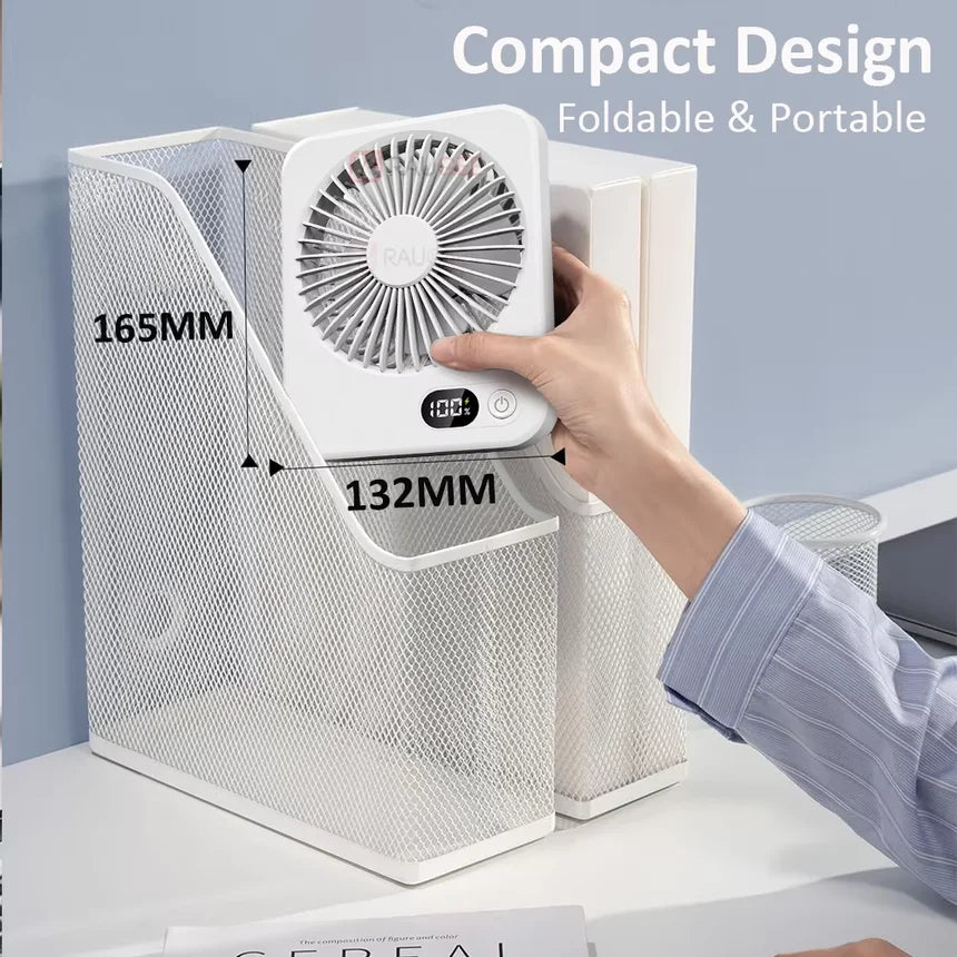 Portable Desk Fan Mini Foldable Table Fan With 5 Gear USB Rechargerable Wall Hanging Fan Student Desktop Fan For Office Home