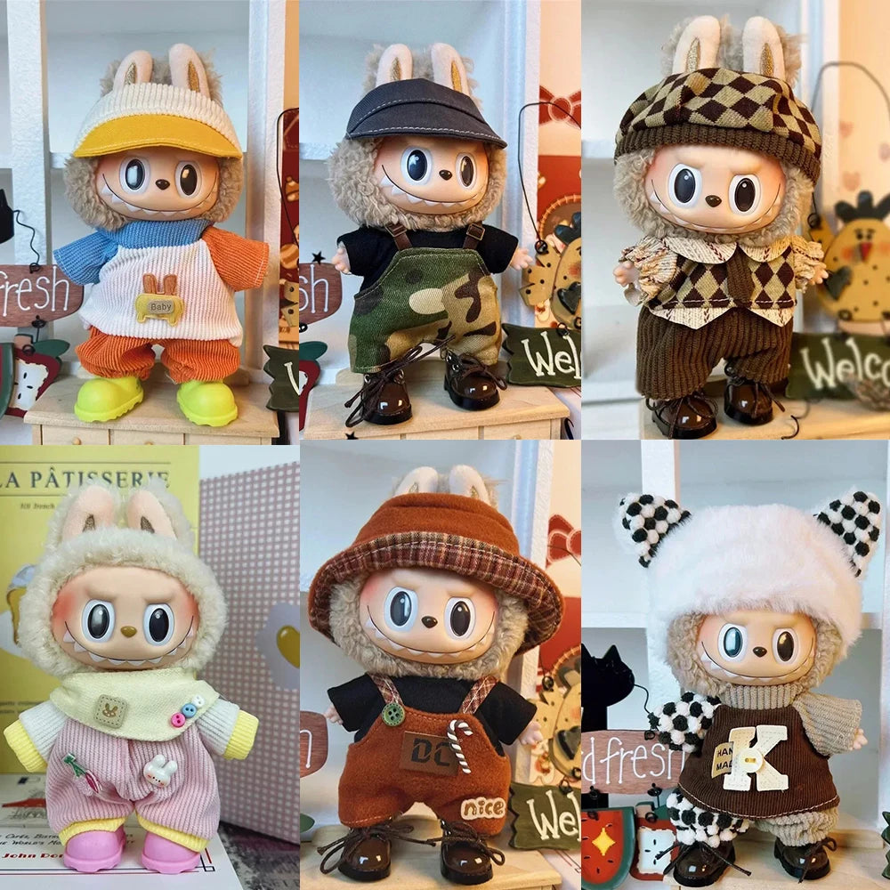 Labubu V1 V2 Sports Leisure Suit Set,Trendy Casual Outfit Hoodie Clothes Comfortable Ropa Accessories for Labubu Doll Collection