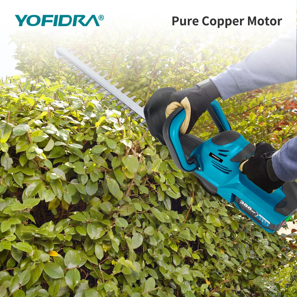 YOFIDRA 2000W 15000RPM Cordless Electric Hedge Trimmer Pruning Saw Lawn Mower Garden Trimming Power Tools For Makita Battery Pin