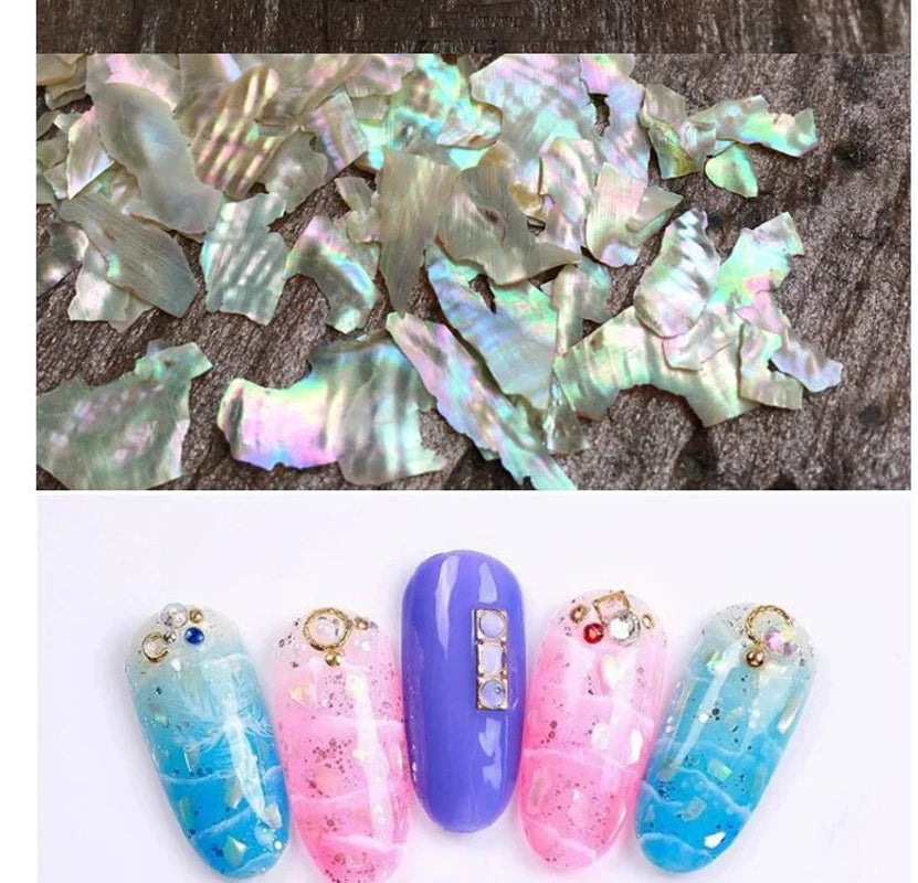 1 Bag Natural Abalone Seashell Nail Charms Gradient Ultra-thin Irregular Abalone Slices Nail Art Shell Design Fragment Flake #5g