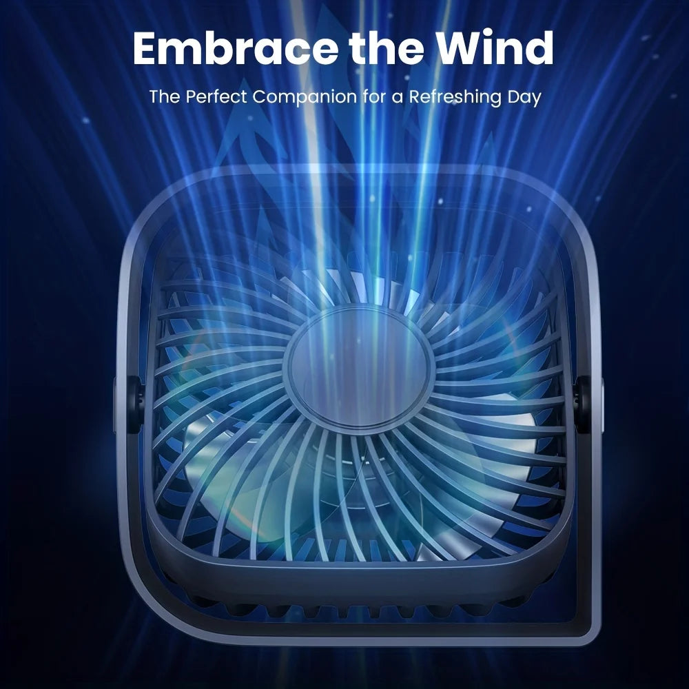 Mini Portable Fan USB Desk Fan Table Strong Airflow &Quiet Operation 3 Speed Wind 360°Rotatable Standing fans for room Home