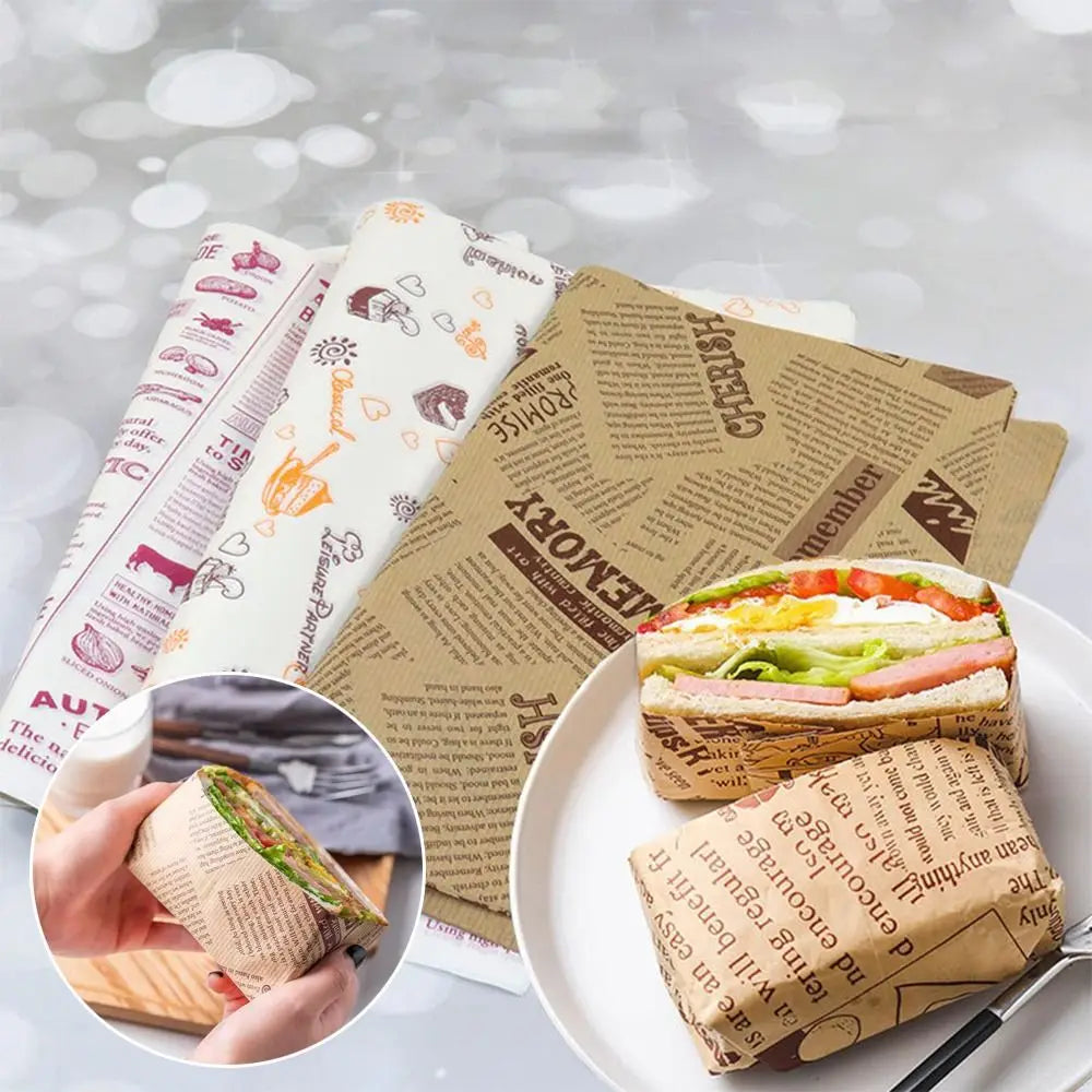 Non-stick Newspaper Style Food Wrappers Paper Wrapping Paper Wrapping Paper Wax Paper Oil-proof Baking Paper Food Packaging