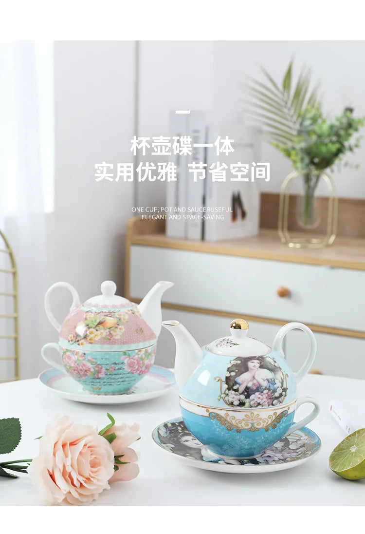 English Afternoon Tea Set, Single Person Mother-Daughter Teapot with Filter, Creative Floral Ceramic Tea Ware