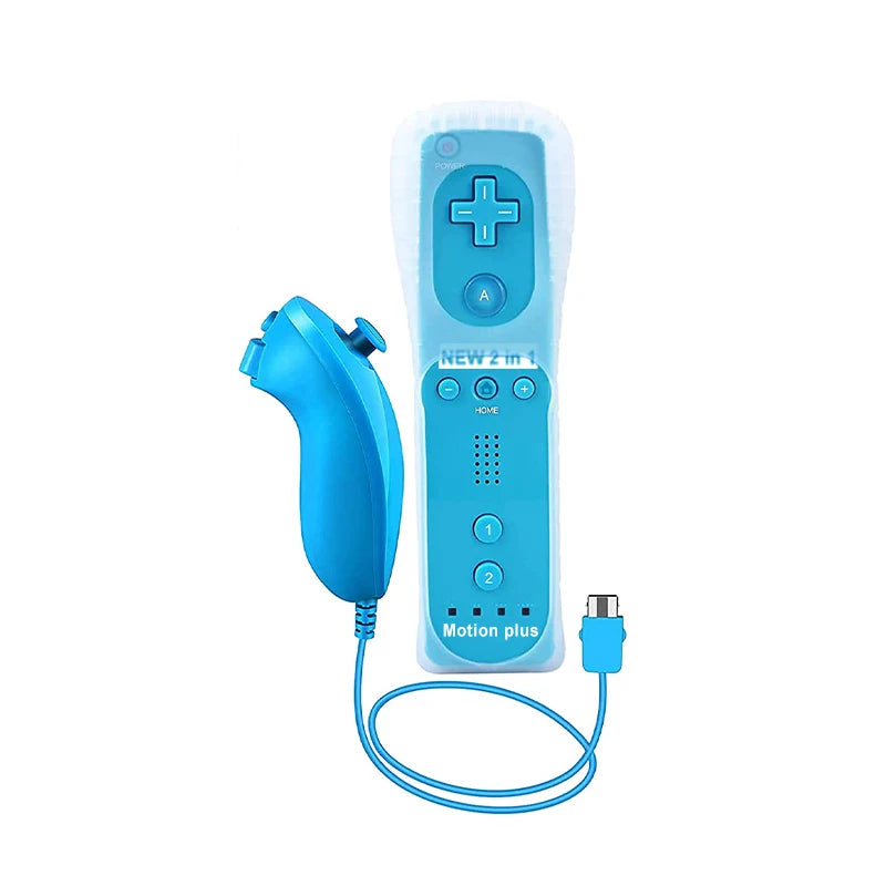 2PCS Remote Controller with Nunchuck Controller for Wii Console Wireless Gamepad with Motion Plus for  Wii Games Control