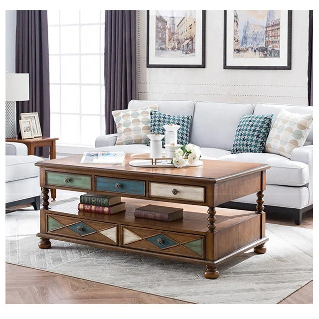 Vintage Home Furniture Coffee Table 2019 Wooden with Shelf for Living Room