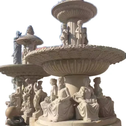 Outdoor Modern European Design Water Fountain Hand Carved Travertine Statue for Villas Hotels Garden Products