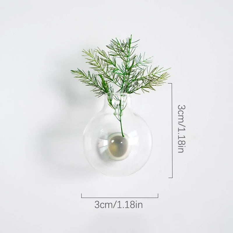 Mini Glass Vase Fridge Magnet DIY Porcelain Vase Flowers Refrigerator Message Sticker Plant Magnet Green Gift Kitchen