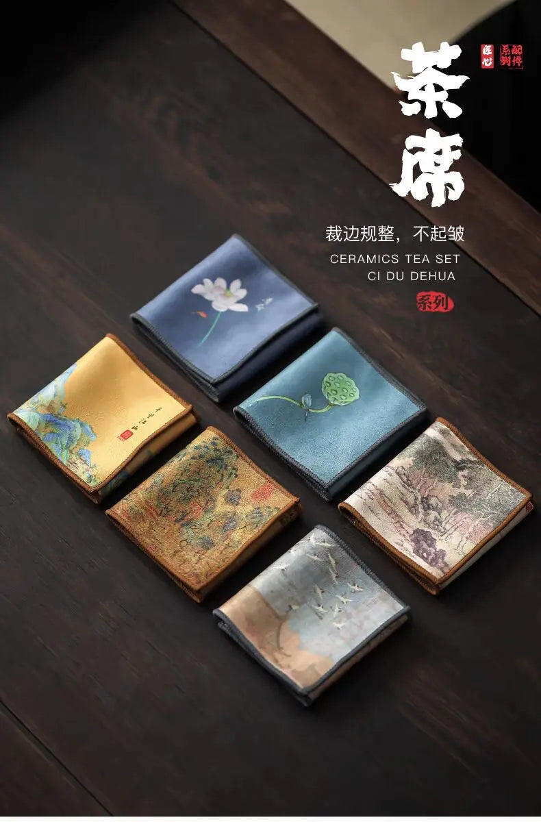 Double-sided tea towel, thickened tea cloth, absorbent towel, tea set, coffee table, tea tray, tea tablecloth, matcha table tea
