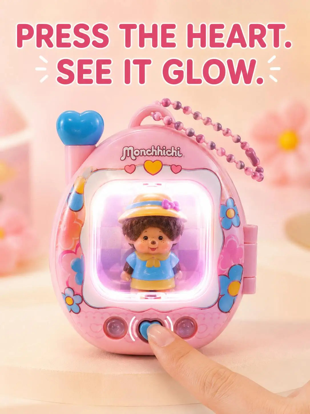 Monchhichi Led Light Up Keychain Cute Retro Y2K Bag Charm Tamagotchi Style Glowing Pendant Anime Gift For Teen Girls Backpacks