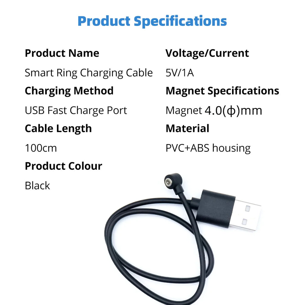 Smart Ring Charge Cable For Smart Ring Dock Connector USB Charging Cable Cord 4MM Magnetic Charger Power Adapter Wire for R02/09