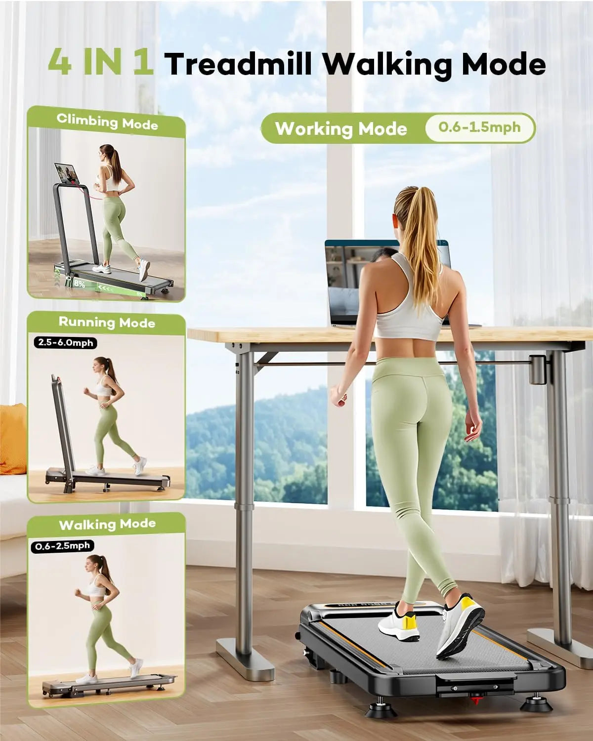 Foldable Treadmill with 12% Incline,3.5HP Low Noise Walking Pad Treadmill with Handle Bar,350 Lbs Capacity, APP Remote Control