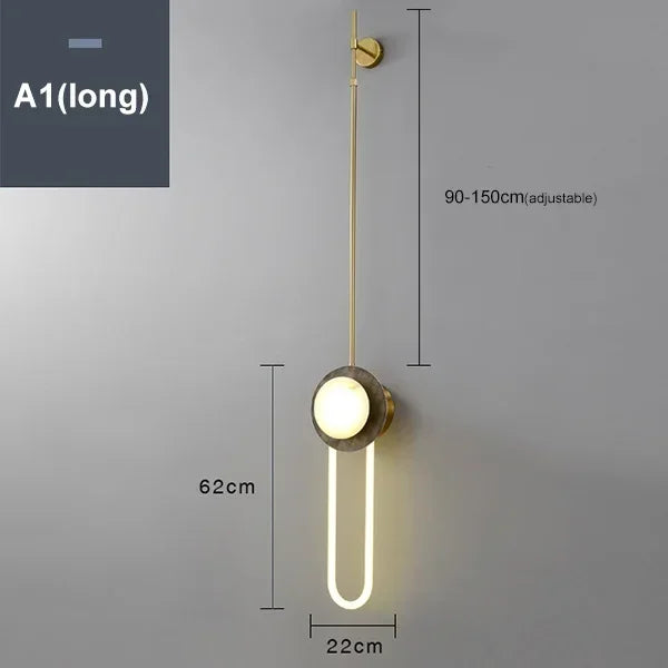 Luxury Villa Marble Wall Lamp Corridor Long Pole Wall Light Living Room Lamp Sofa Background Bedroom Bedside Lamp LED Lighting
