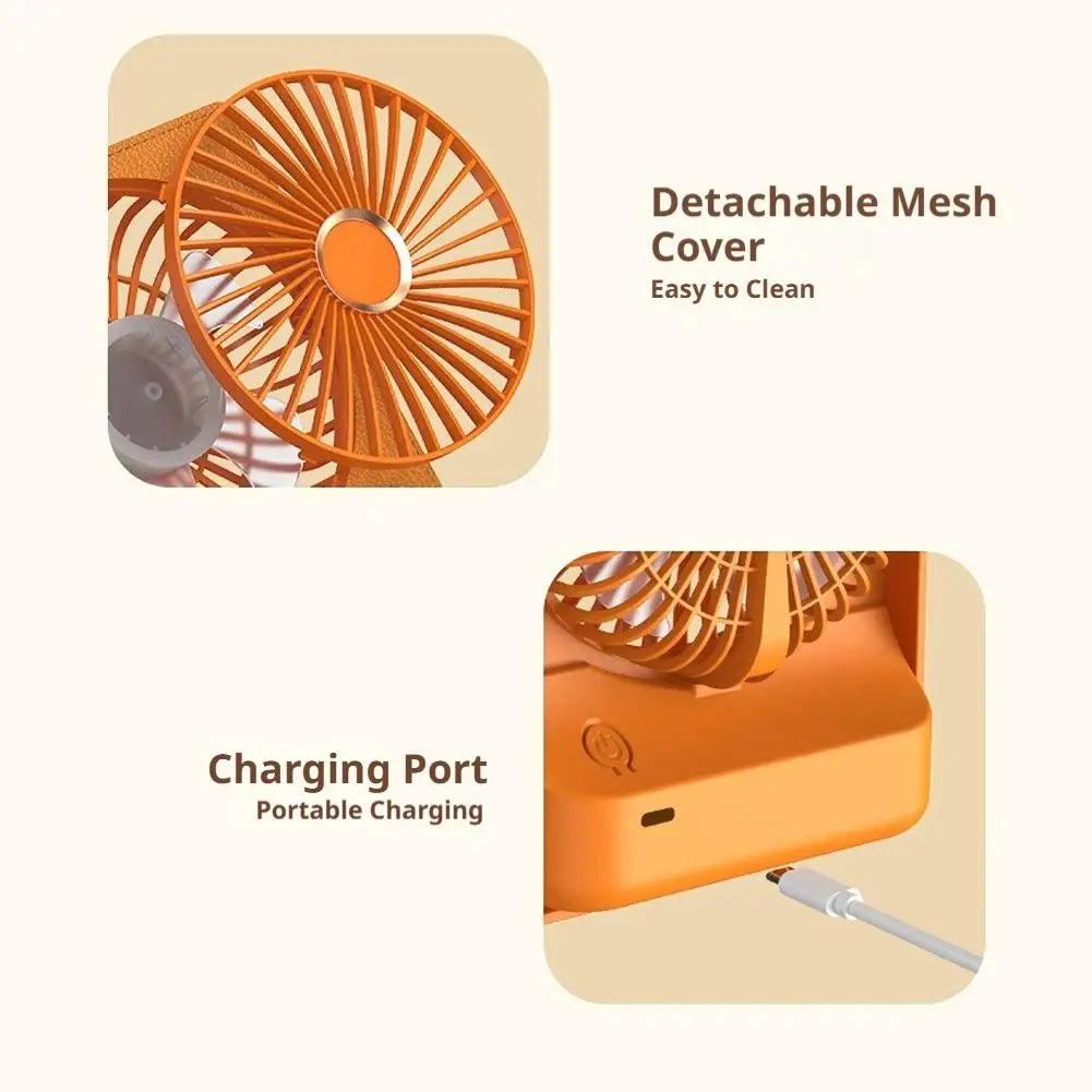 Portable Mini Desk Fan Office Wall Mounted Digital Display High Speed Brushless Motor Type-C Rechargeable Long Battery