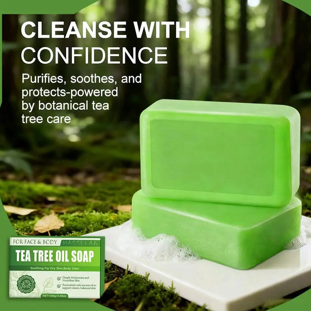 Tea Tree Soap, Soap Bar with Tea Tree Oil, Natural Soaps for Body Skin Cleaning,Gentle Exfoliating Bar Soap