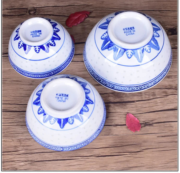 Ceramic Tableware Blue And White Porcelain Ramen Soup Bowl Chinese Rice Bowls Dragon Pattern Vintage Dinnerware