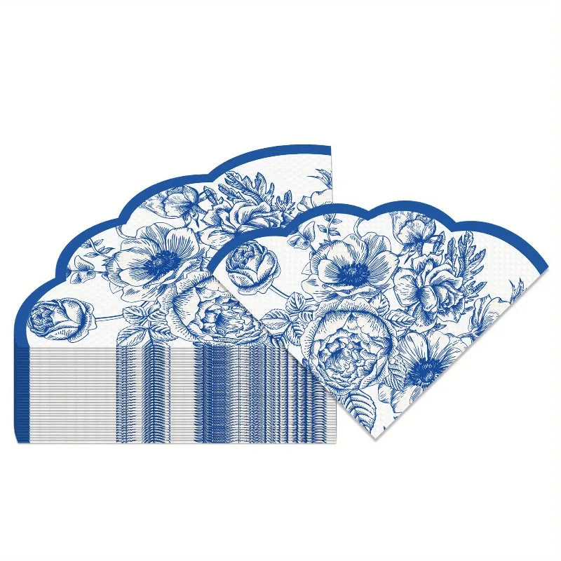 Vintage Blue Flowers Paper Napkins Wedding Disposable Tableware Serviettes Tissues Baby Birthday Party Dinner Table Decor