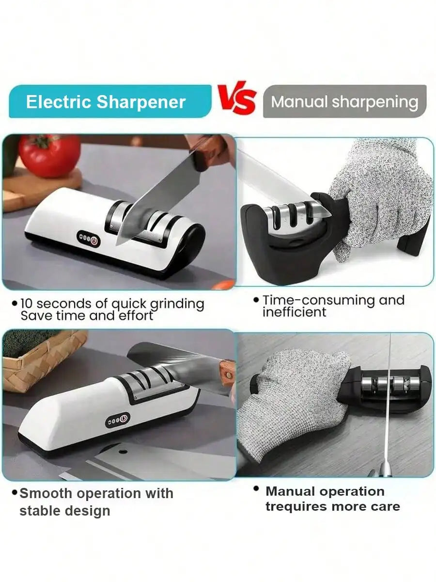 Rechargeable Electric Kitchen Cutlery Polisher, 2 Speed Adjustable Household Cutlery Care Machine, Multi Function Maintenance Accessory Suitable For Kitchen Cutlery And Scissors, Compact Small Kitchen Gadget For Daily Home Us