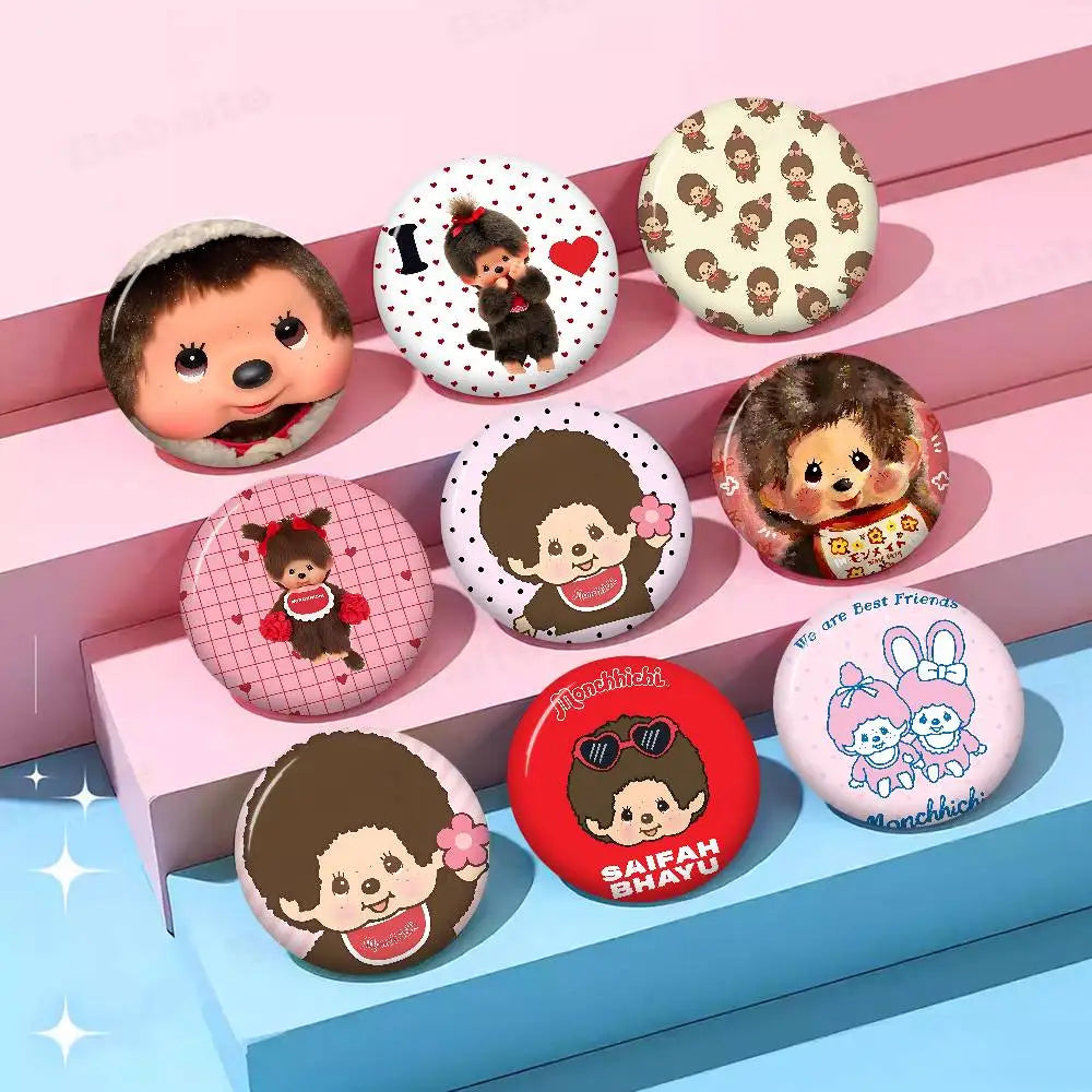 M-Monchhichi Cute Anime Brooches Cute Cartoon  Badge Jacket Jeans Lapel Pin Gift Accessorie