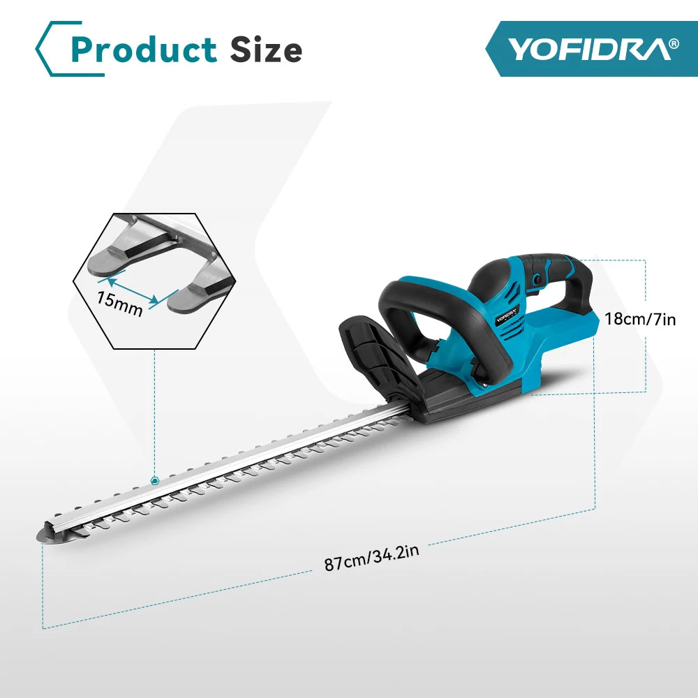 YOFIDRA 2000W Electric Hedge Trimmer 15000RPM Lawn Mower Garden Landscaping Hedge Pruner Trimmer Tool For Makita 18V Battery Pin