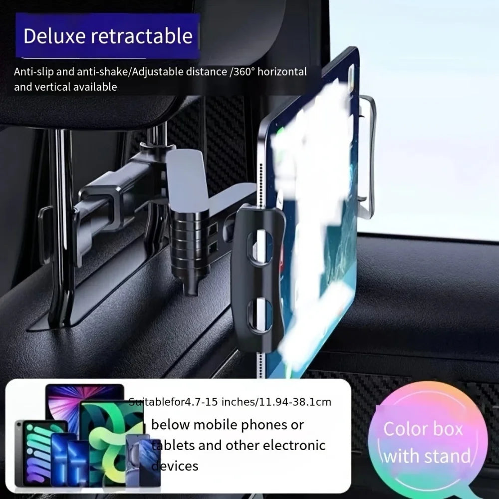 Universal Car Headrest Tablet Mount for IPads, and Cell Phones - Hands-Free Entertainment for Backseat Passengers
