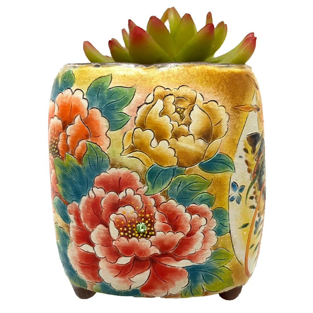 Vintage Hand - Painted Opera Style Succulent Plant Pot, Creative Ceramic Flower Pot for Home Decor